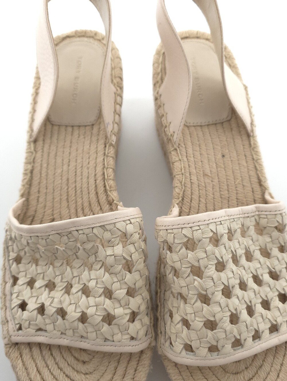 Tory Burch Basket-Weave Leather Espadrille Wedge Sandals Size 10.5 - Picture 7 of 11
